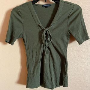 Army Green Lace up Tee